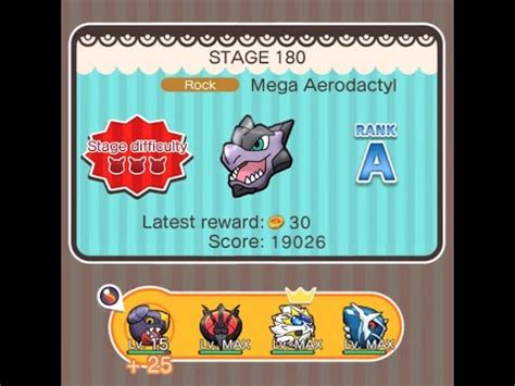 Mega Aerodactyl Pokemon Shuffle stage 180 Itemless Walkthrough..